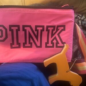 PINK Pink Logo Insulated Lunch Bag with Colorful Strap & Dog Logo Keychain!